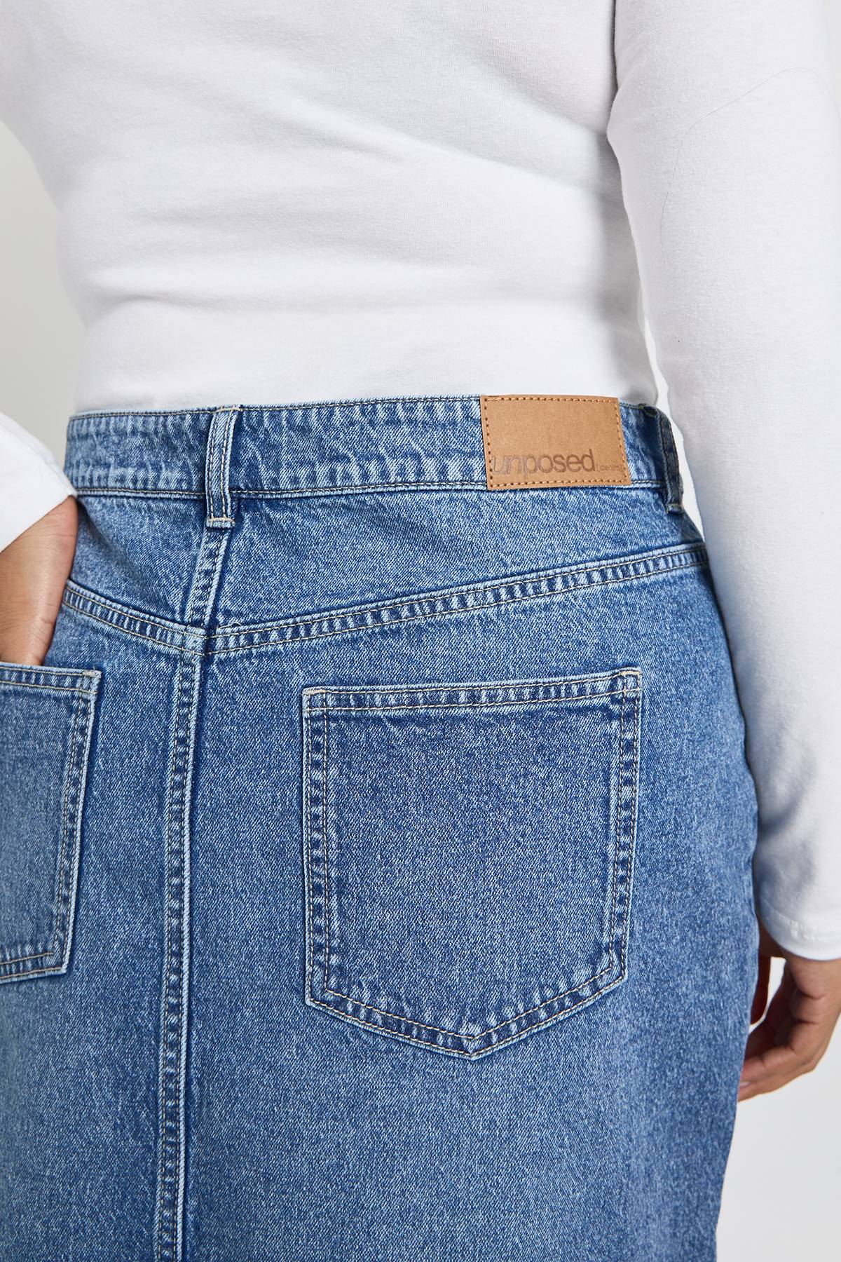 boohoo Jupe Midi En Denim Grande Taille