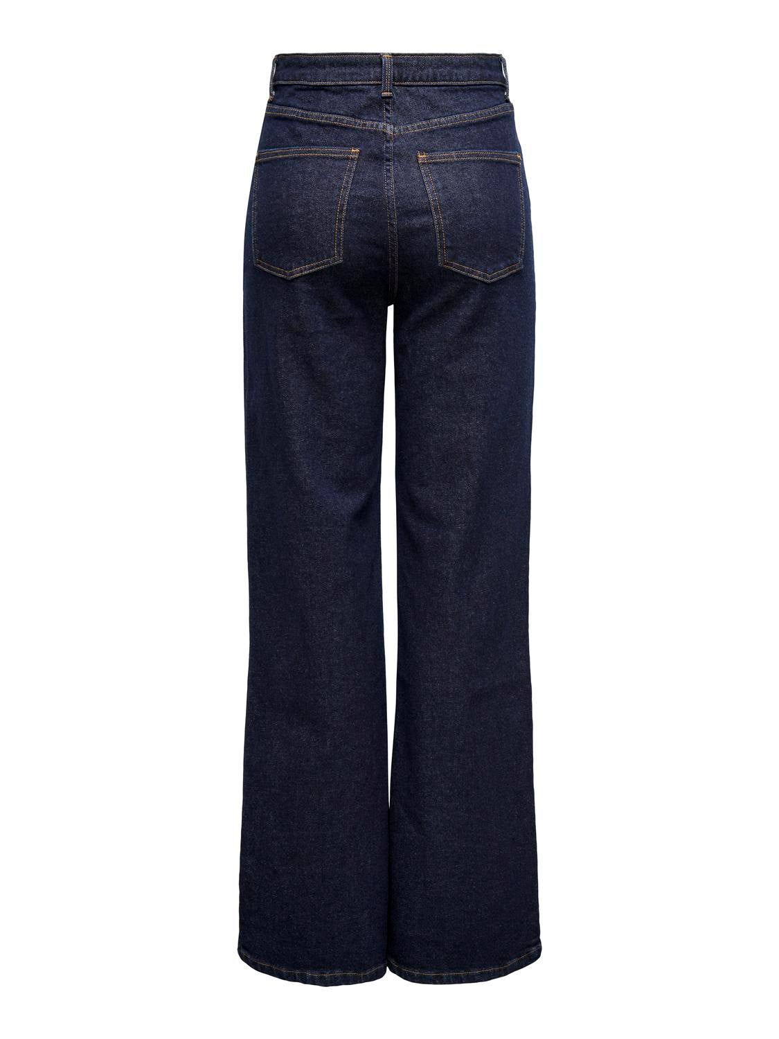 ONLJUICY Hohe Taille Weiter Beinschnitt Jeans Dark Blue Denim