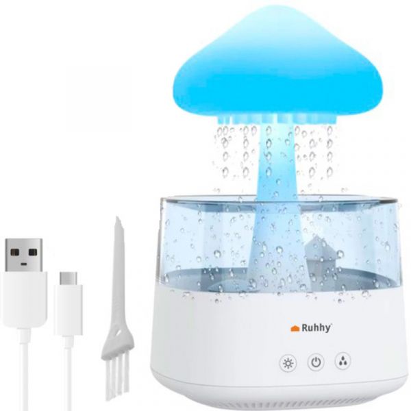 Humidificador Ruhhy Humidificador com Luz Noturna e Efeito de Chuva