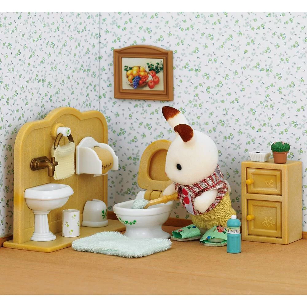 FRERE LAPIN ET TOILETTES - SYLVANIAN MEUBLES ET ACCESSOIRES