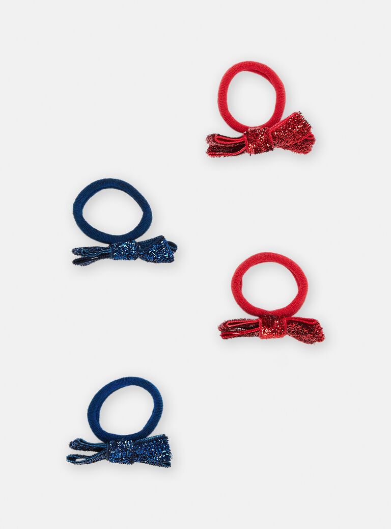 Lot de 4 élastiques à nuds brillants pour filles