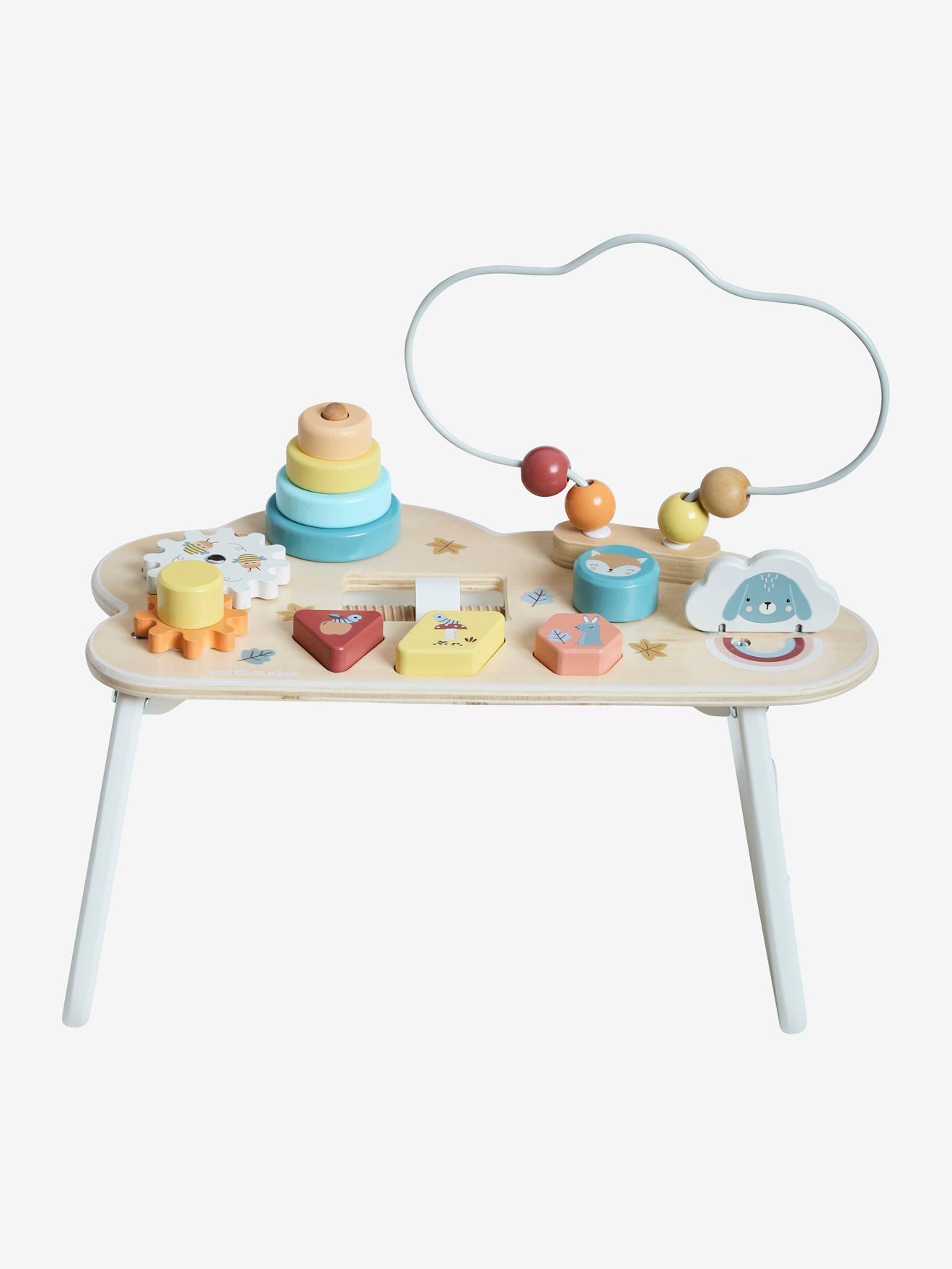 Mesa Nube para atividades leves, feita de madeira certificada FSC®, branca clara, lisa com detalhes.