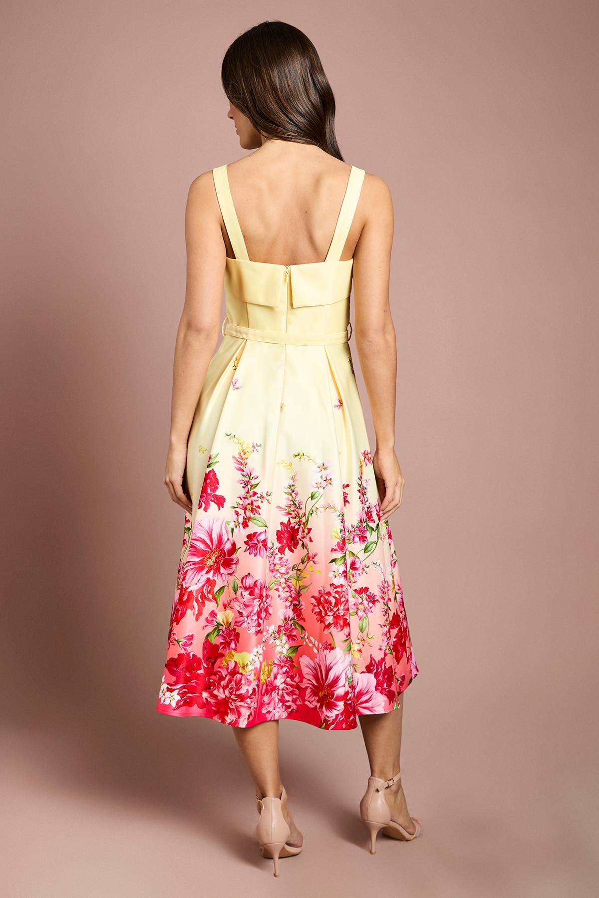Coast Robe Midi À Imprimé Floral Placé Avec Ceinture