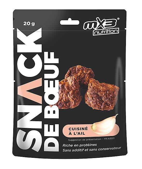 MX3 NUTRITION - SNACK DE BOEUF A L'AIL 100 % LYO