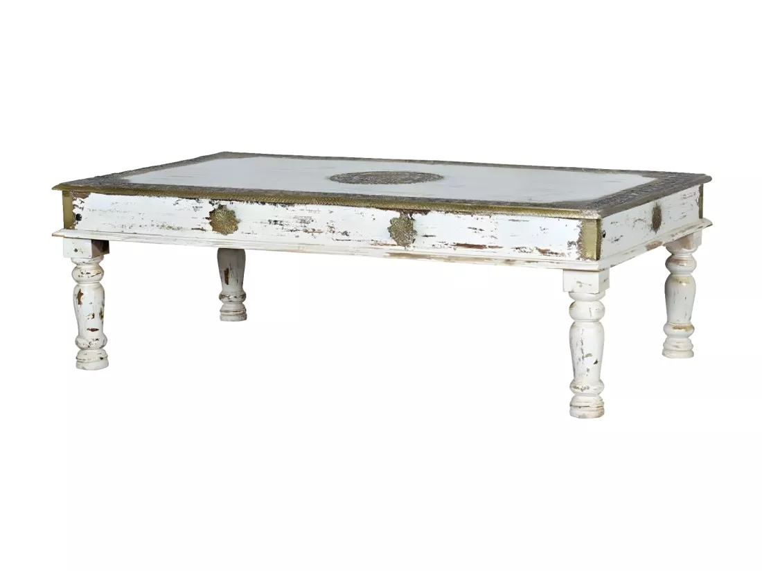 Table basse bronze Bois-Bronze Blanc - Ormélia Décoration d'Autrefois
