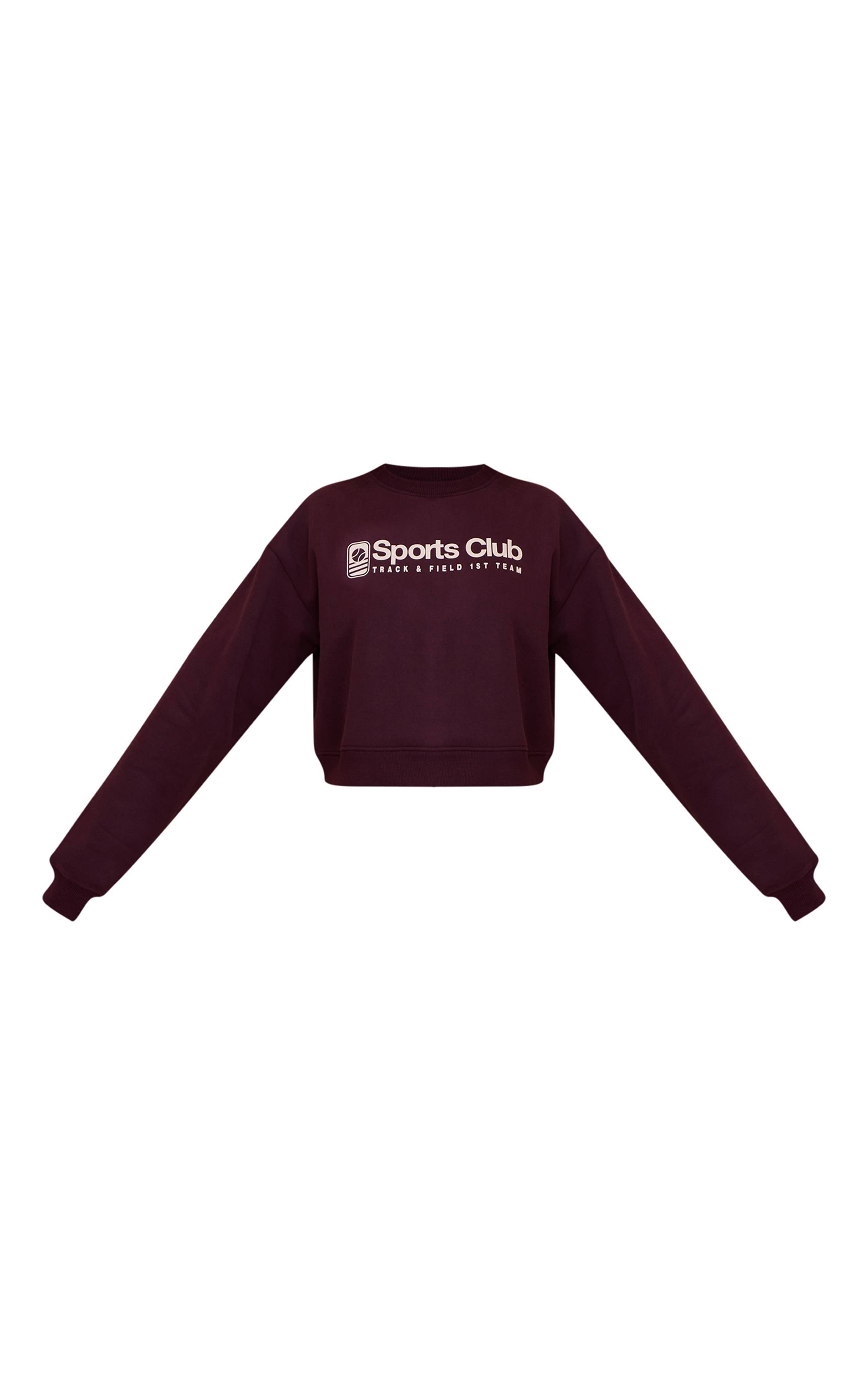 Prune Sweat-shirt Court Imprimé Sports Club