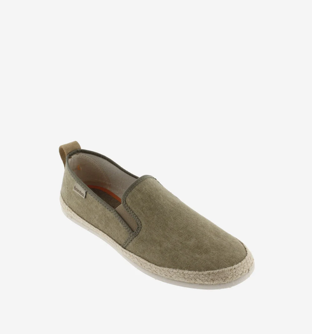 ANDRÉ ÉLASTIQUES TOILE DÉLAVÉE Espadrilles à tirette pour homme TAUPE