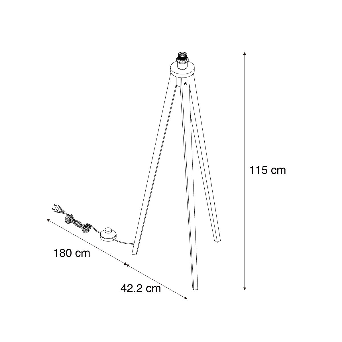 Landelijke vloerlamp tripod vintage hout - Tripod Classic