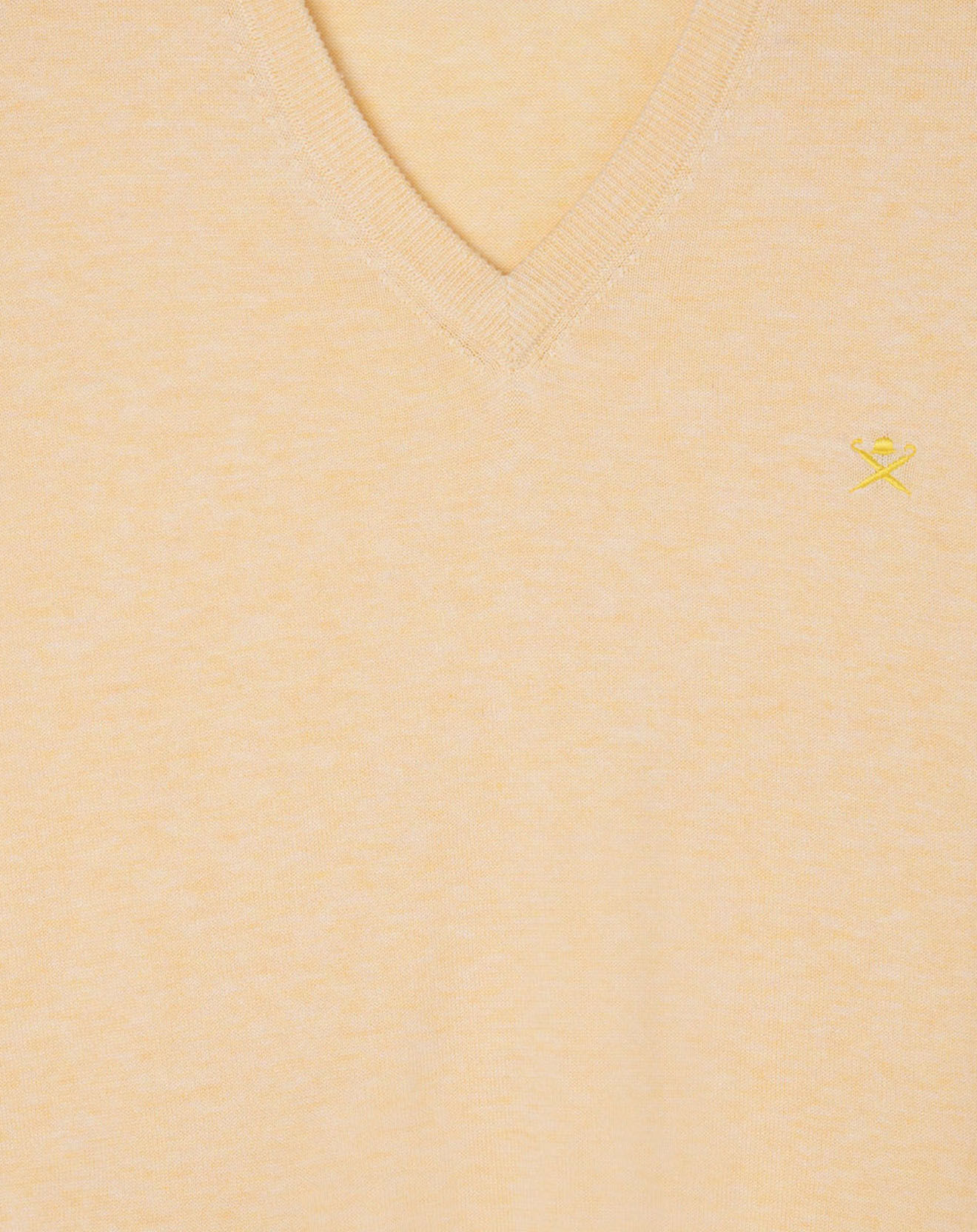 Hackett London Pull en Coton & Soie col V jaune chiné
