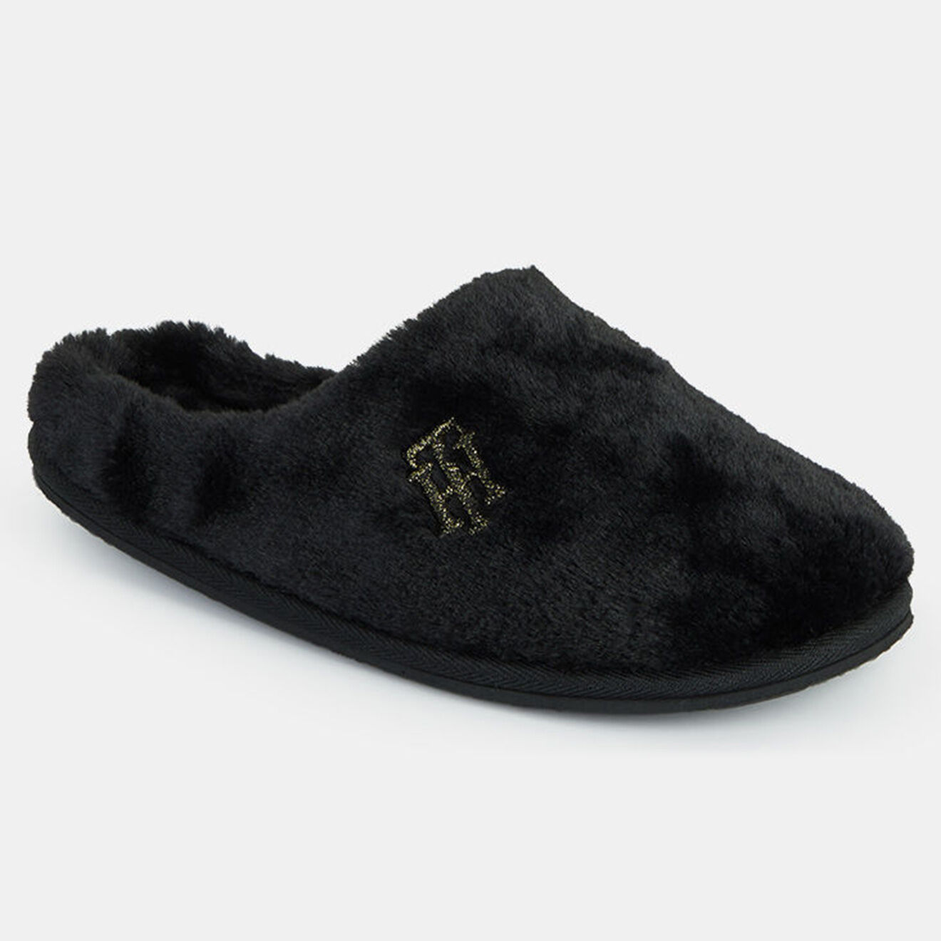 Tommy Hilfiger Chaussons en fausse fourrure Furry noirs