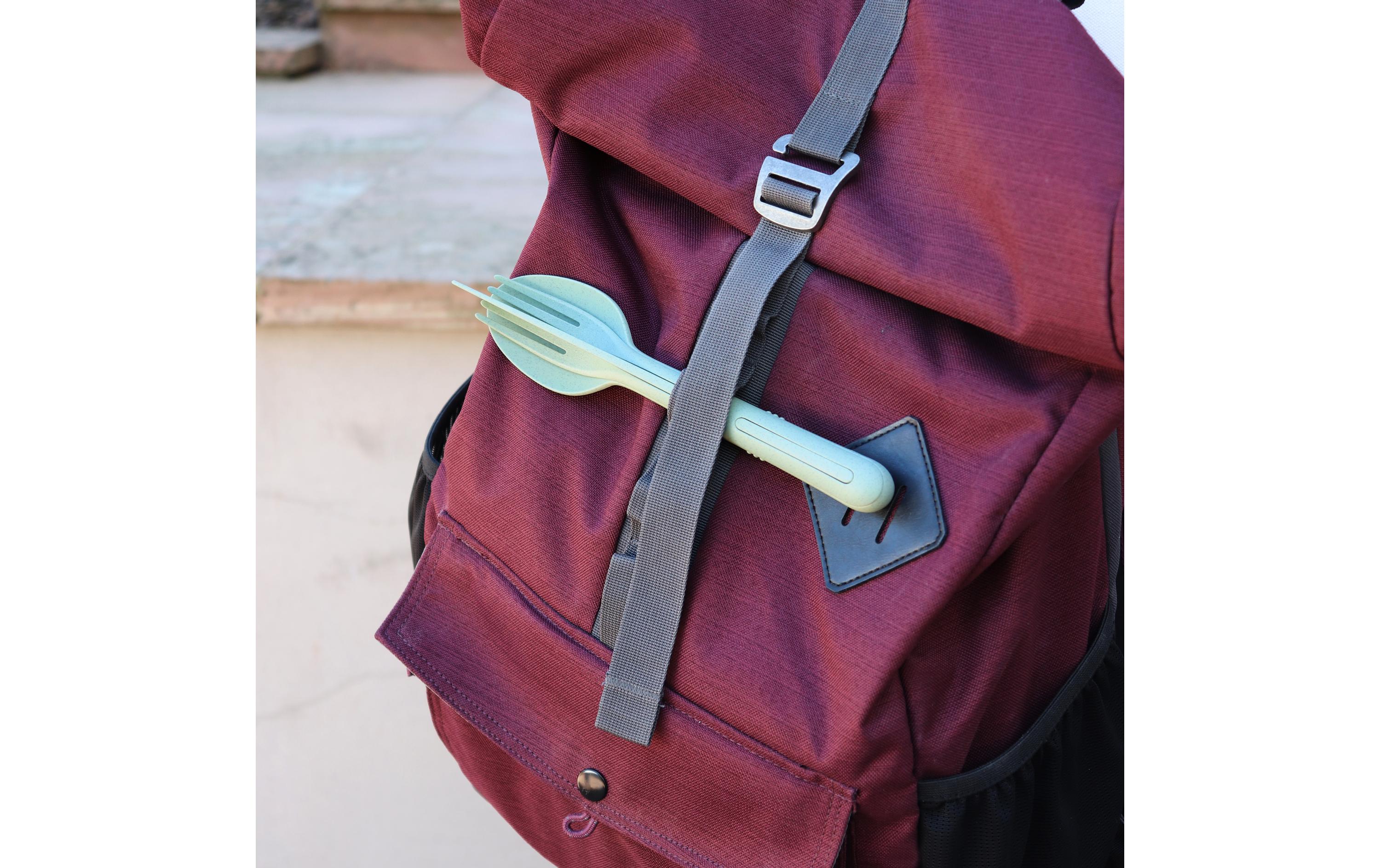 Besteck-Set to go Klikk 3-teilig, Leaf GreenWiederverwendbares Reisebesteck aus hochwertigem Kunststoff