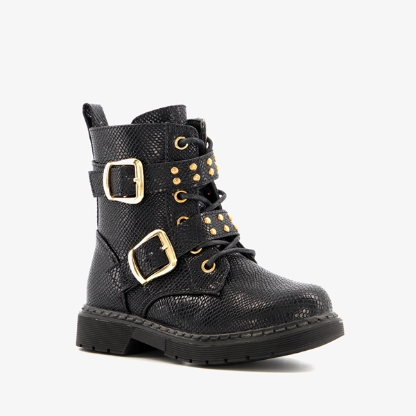 Blue Box meisjes biker boots met croco print