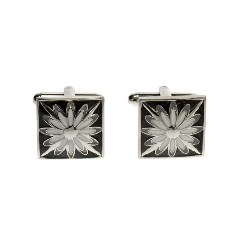 Boutons de manchette, Flower grey white