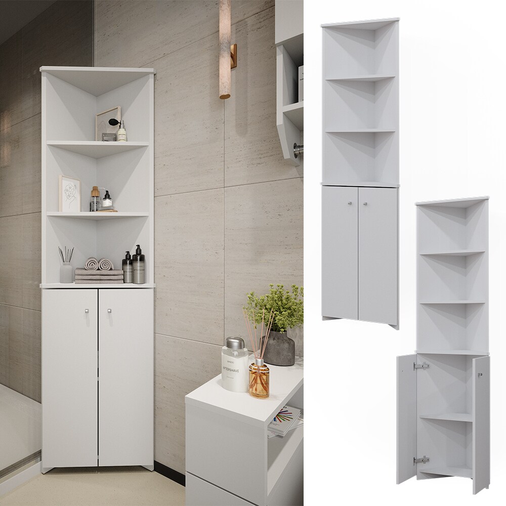 Vicco Badschrank Fynn Weiß 36 x 175 cm Eckschrank 2 Türen