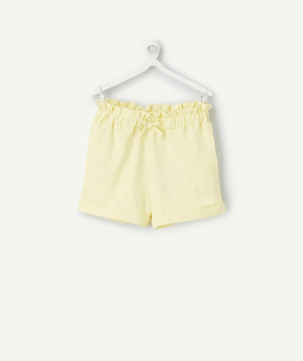 short bébé fille en coton bio jaune avec revers