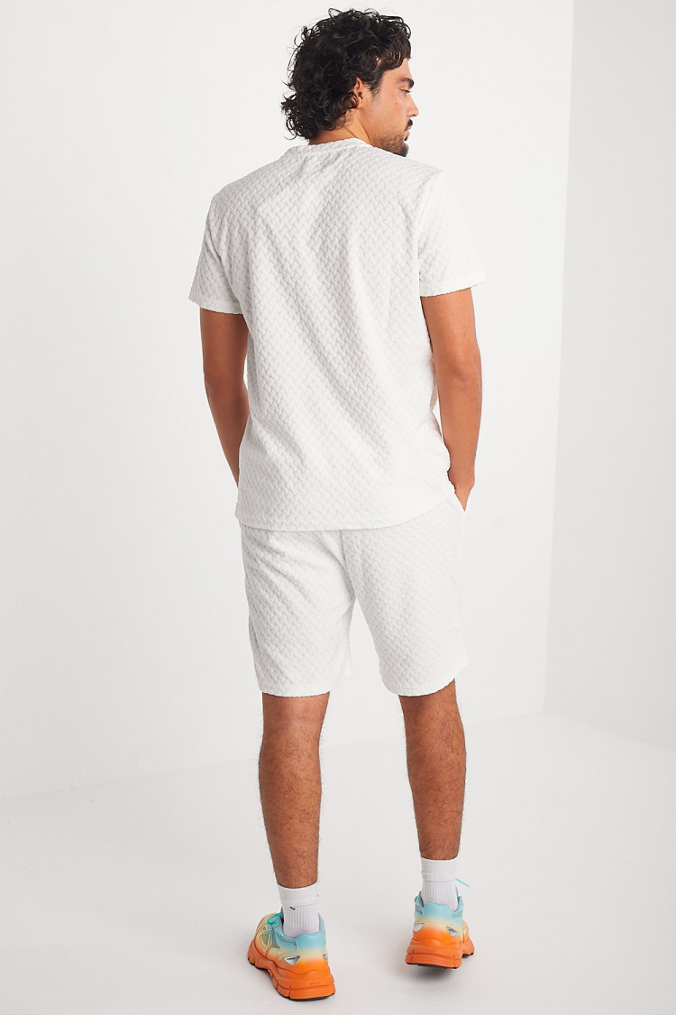 Ensemble 2 pièces t-shirt + short blanc texturé