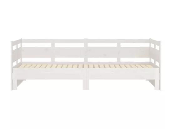 Lit coulissant Blanc Bois de pin solide 2x(90x190) cm