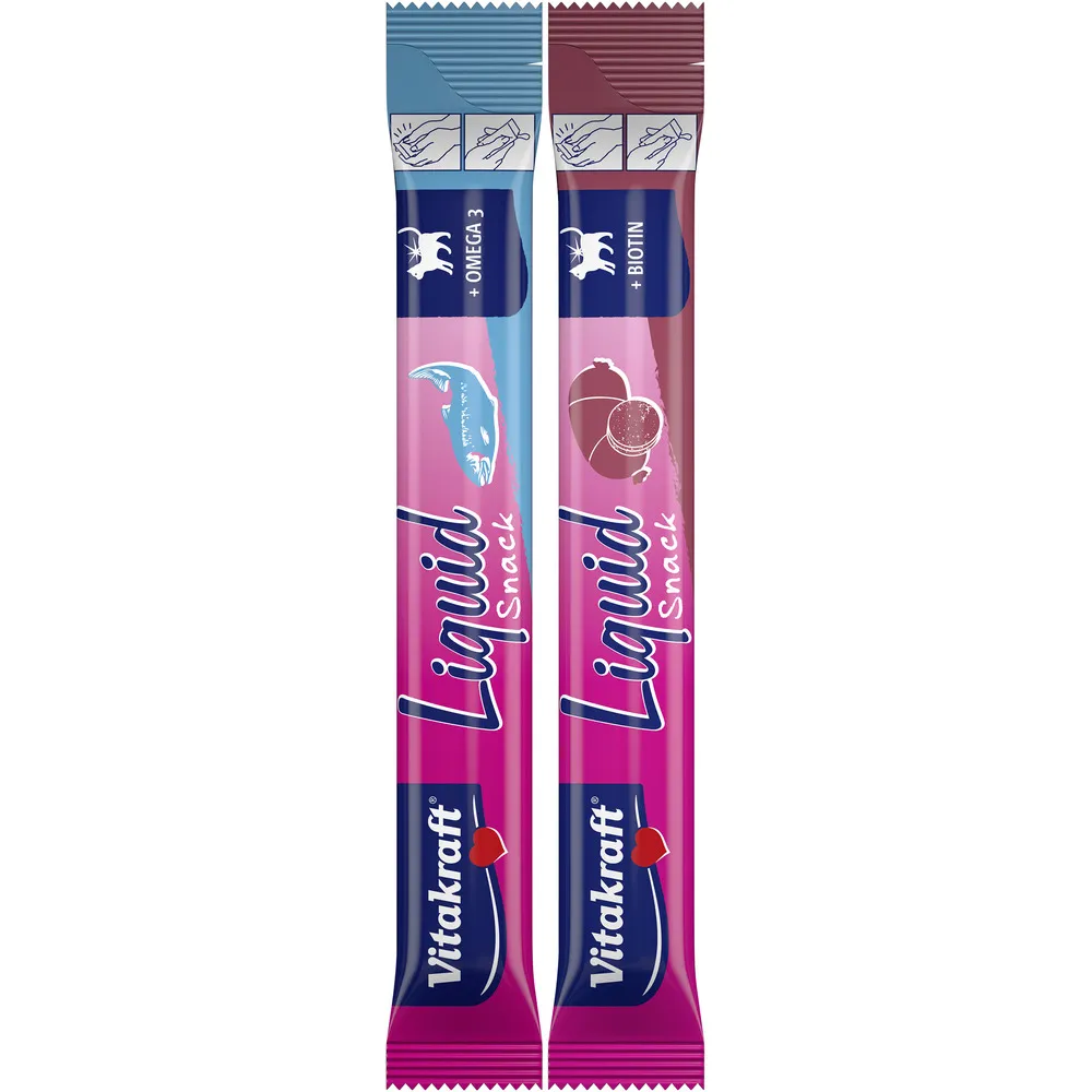 Vitakraft Cat Liquid Snack Multipack, Lever og Laks - 16x15 g.