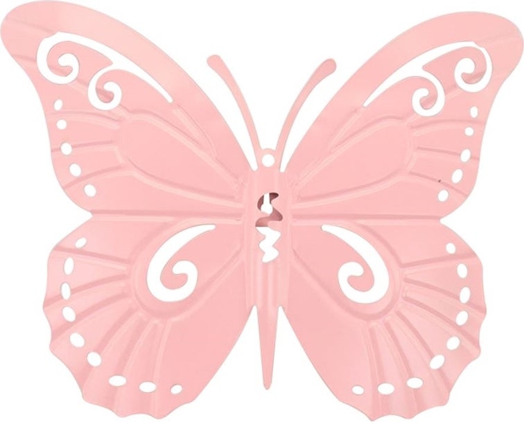 HBX tuinwanddecoratie Vlinder roze 28 x 36 cm