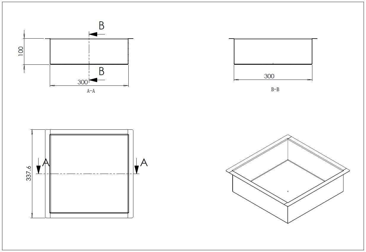 Mueller Round inbouwnis 30x30x10cm RVS