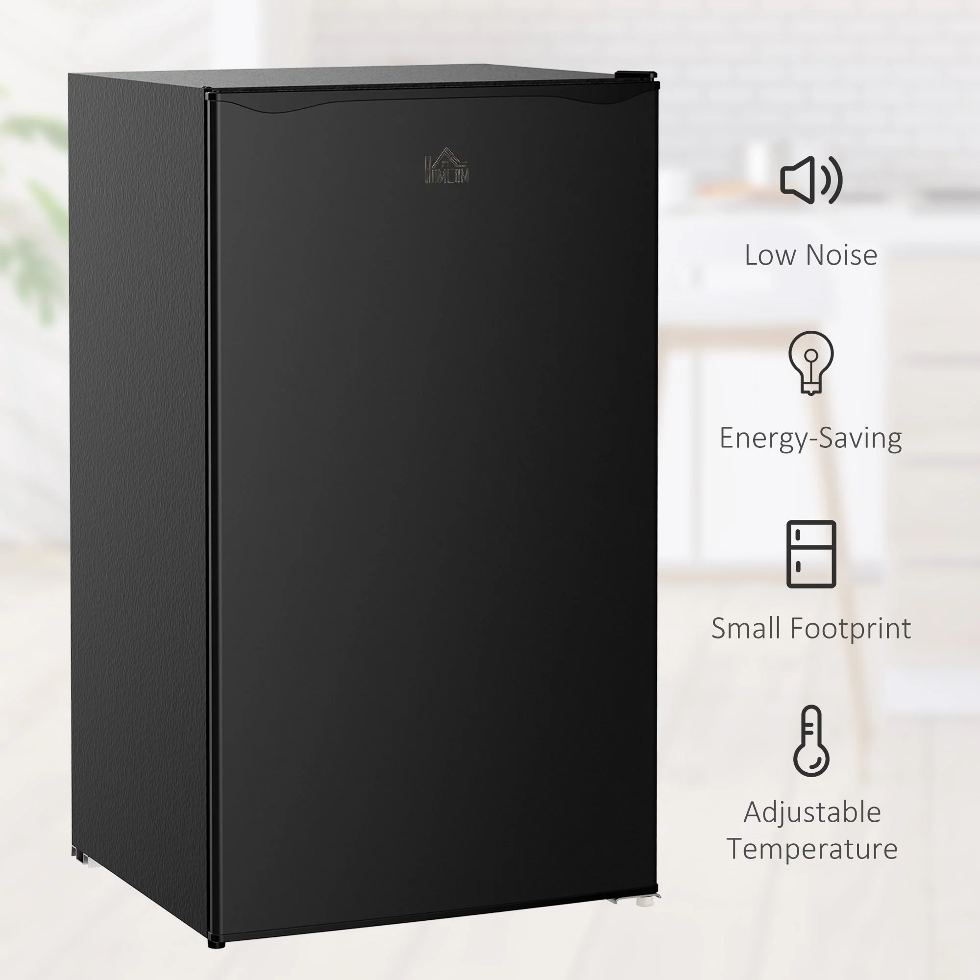 HOMCOM 3.2 Cu.Ft Mini Fridge with Freezer, Single Door Compact Refrigerator with Adjustable Thermostat for Bedroom