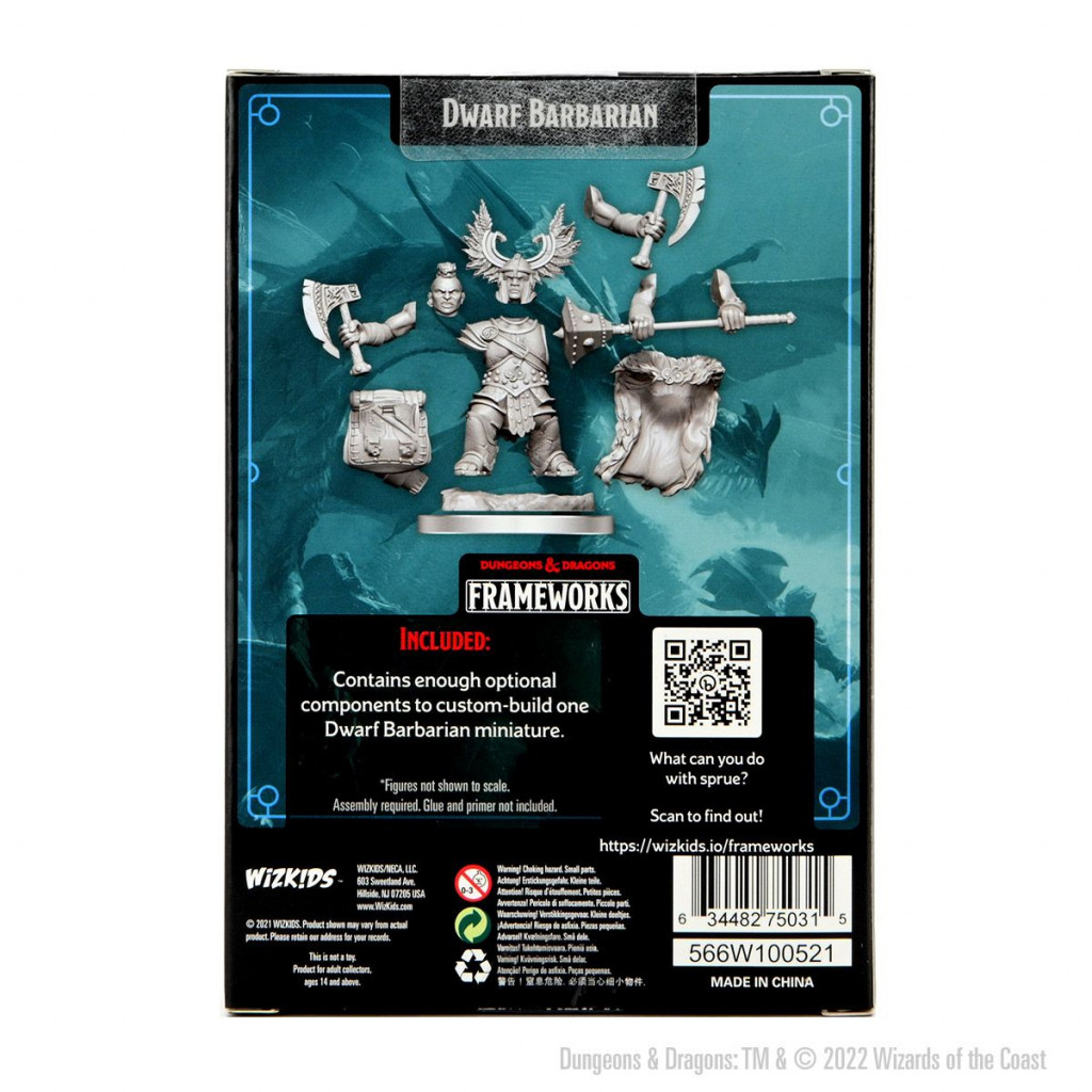 D&D Frameworks Unpainted Miniatures - Dwarf Barbarian Female