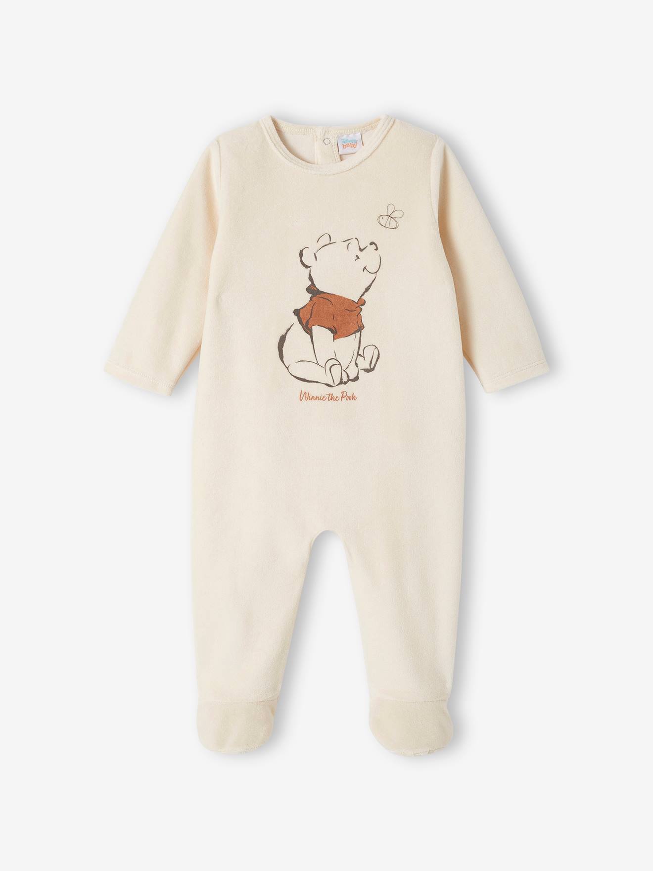 Macacão de veludo DS® Winnie the Pooh para bebê menino, cor baunilha.