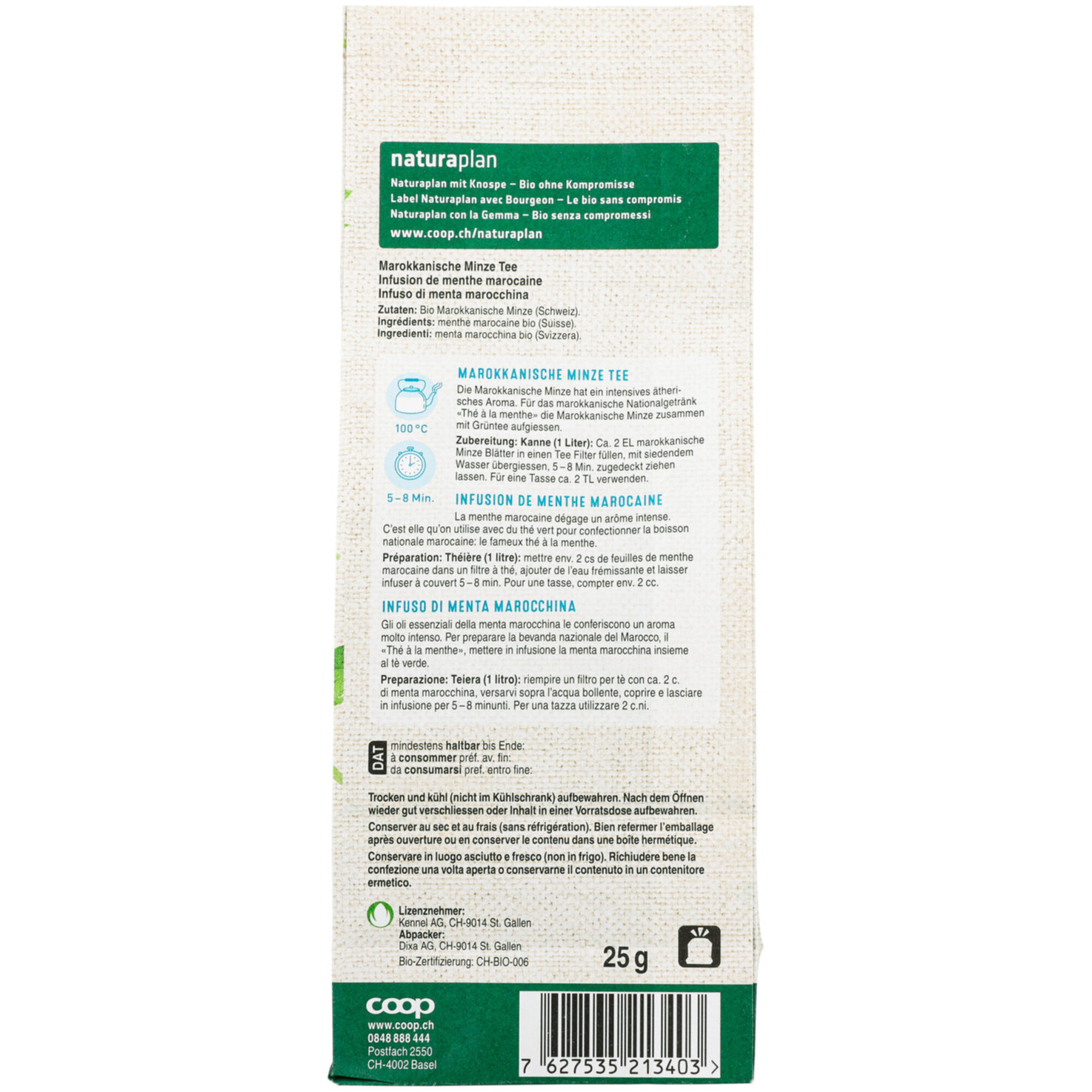 Naturaplan Bio Marokkanische Minze Tee