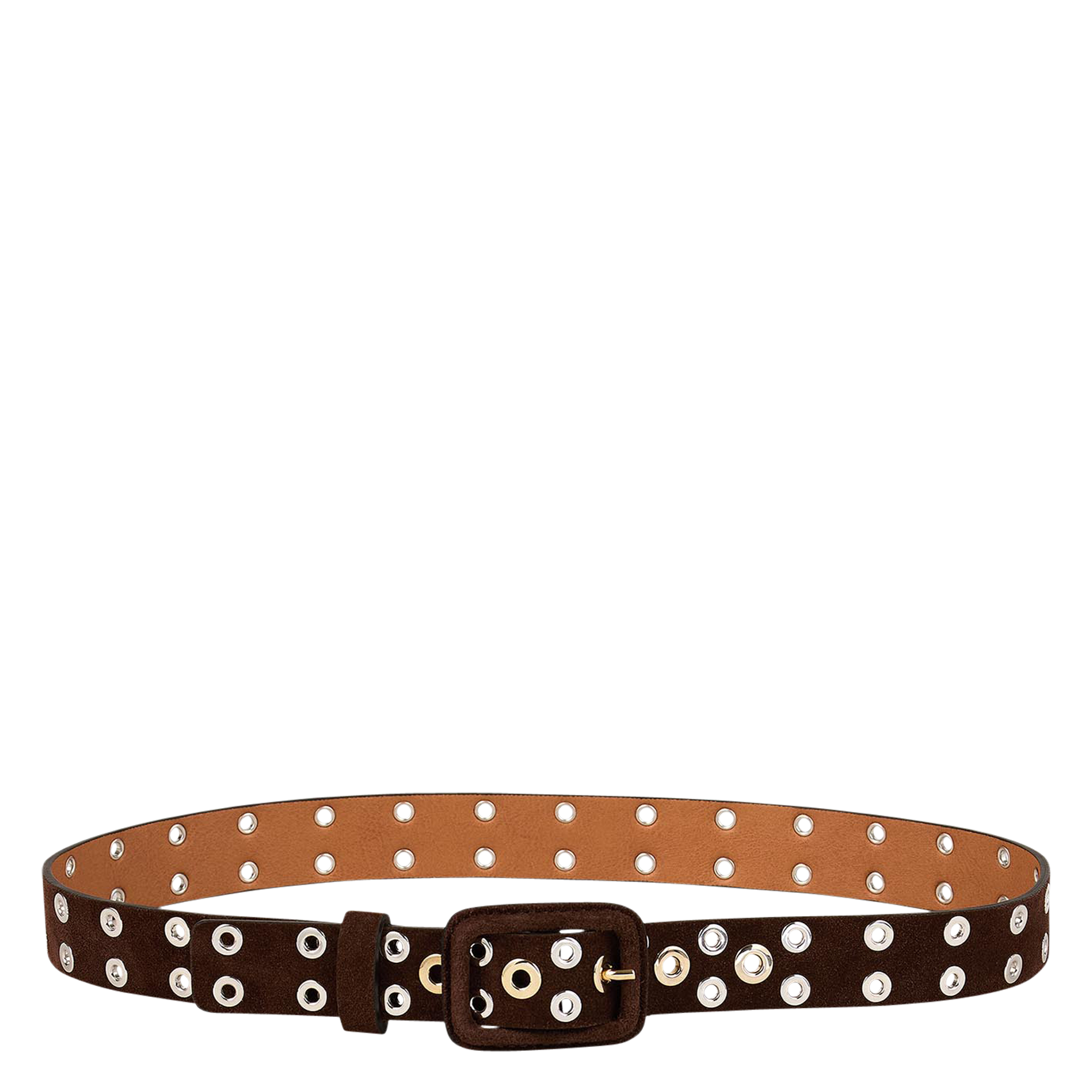 Ceinture à œillets en cuir | Marron