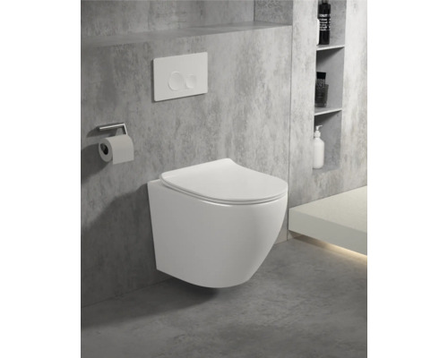 Jungborn wandclosetset FOUR 51 H, randloos, verhoogd, glanzend wit, met toiletzitting en softclose-mechanisme