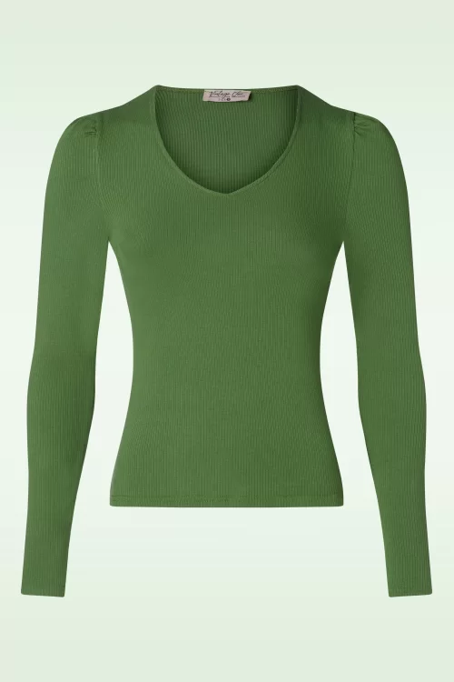 Vintage Chic for Topvintage Chloe rib top in olijfgroen