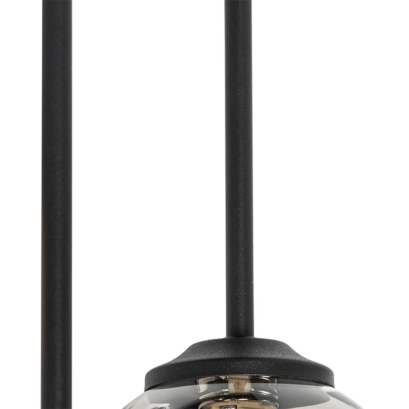 Moderne plafondlamp zwart 5-lichts met smoke glas - Athens