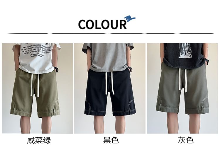 Drawouf - Omgekeerde wijde denim shorts