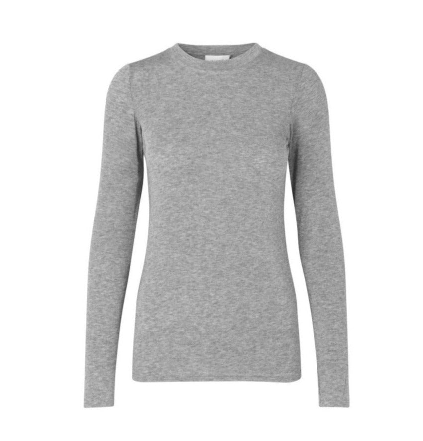 Second Female  Matima O-neck langærmet t-shirt - Grey Melange