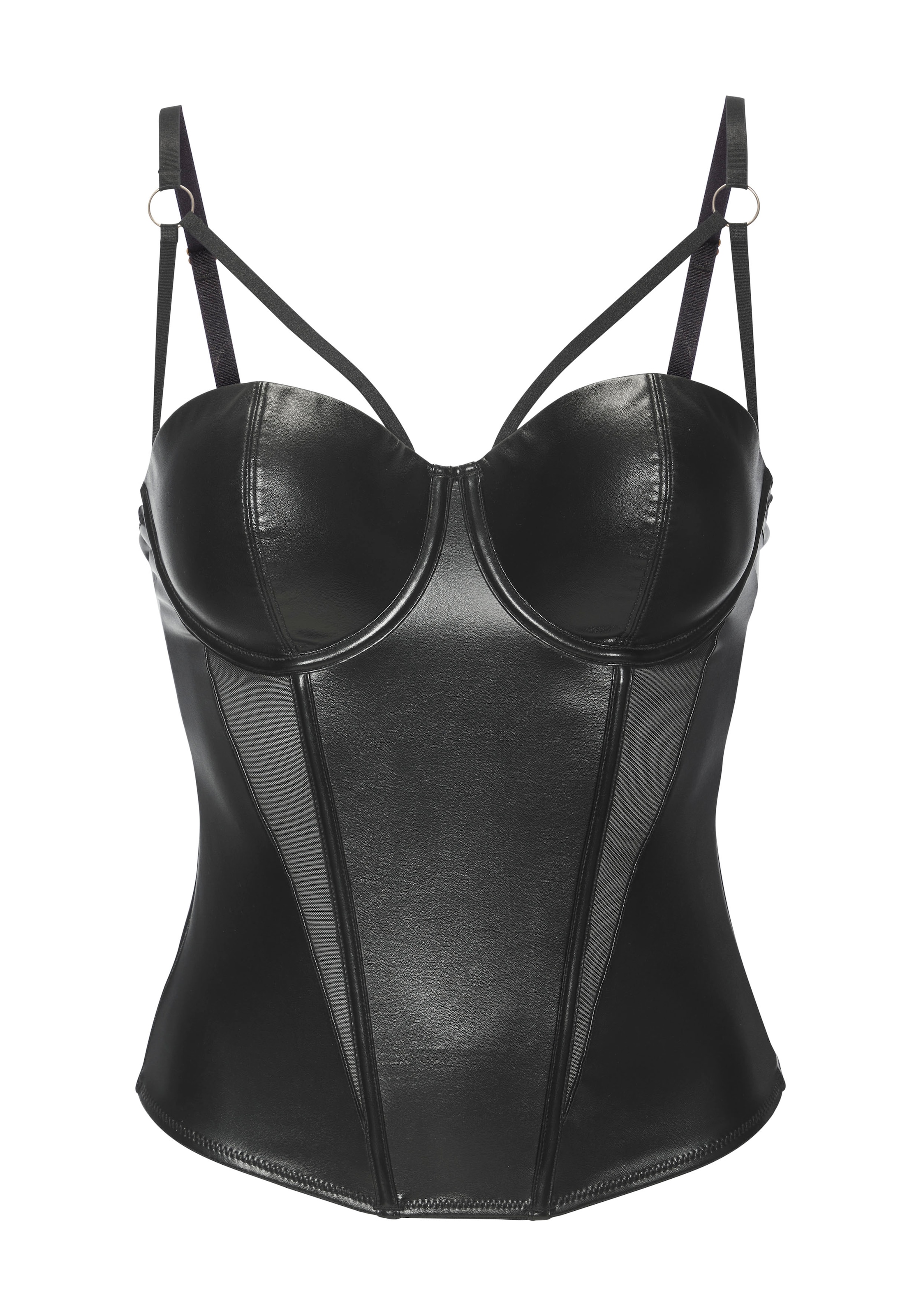 petite fleur gold Corsage aus Lederimitat, mit Push-up-Kissen, sexy Dessous, Reizwäsche