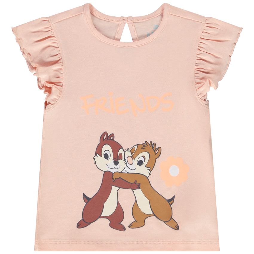 T-shirt manches courtes volantées en jersey print Tic & Tac pour bébé fille - Rose