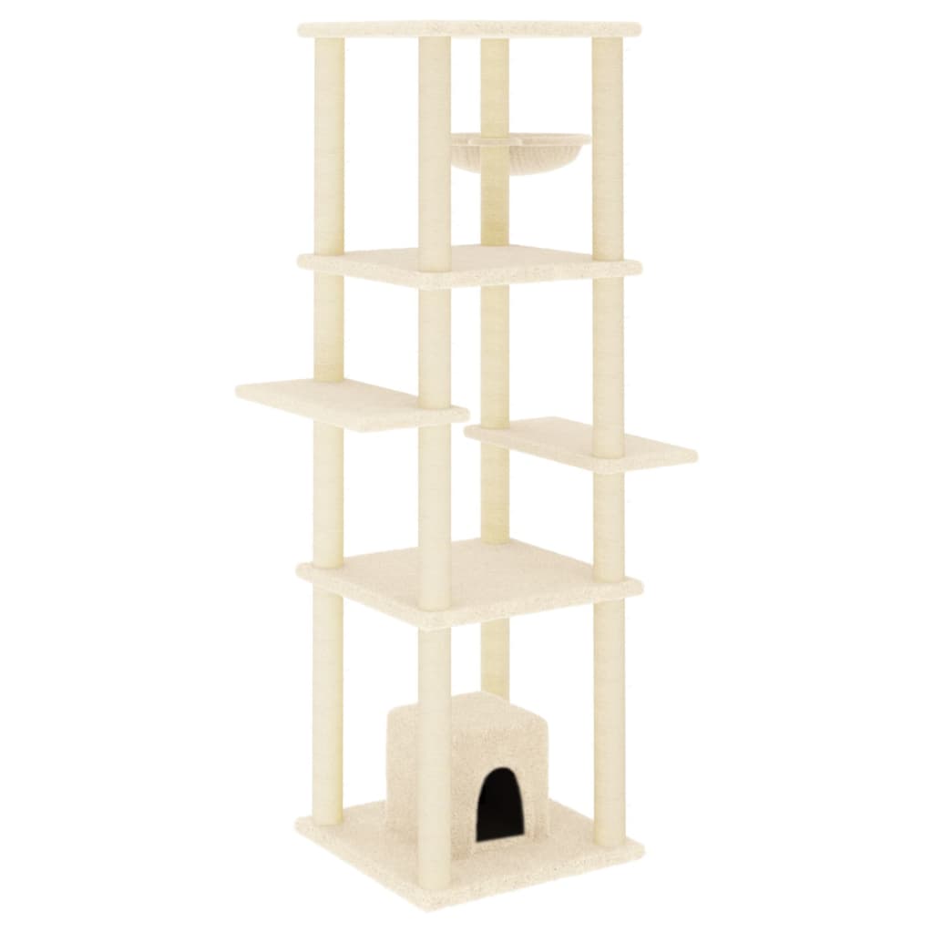 Arbre à chat avec griffoirs en sisal crème 154 cm