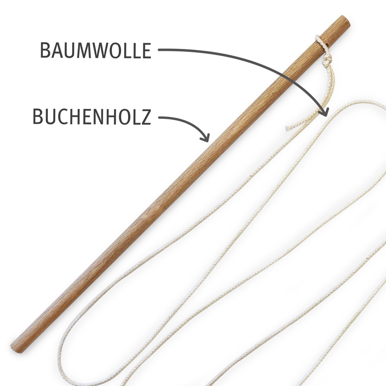 Kater Kasimir Katzenangel Set aus Buchenholz mit 4 handgemachten Anhängern