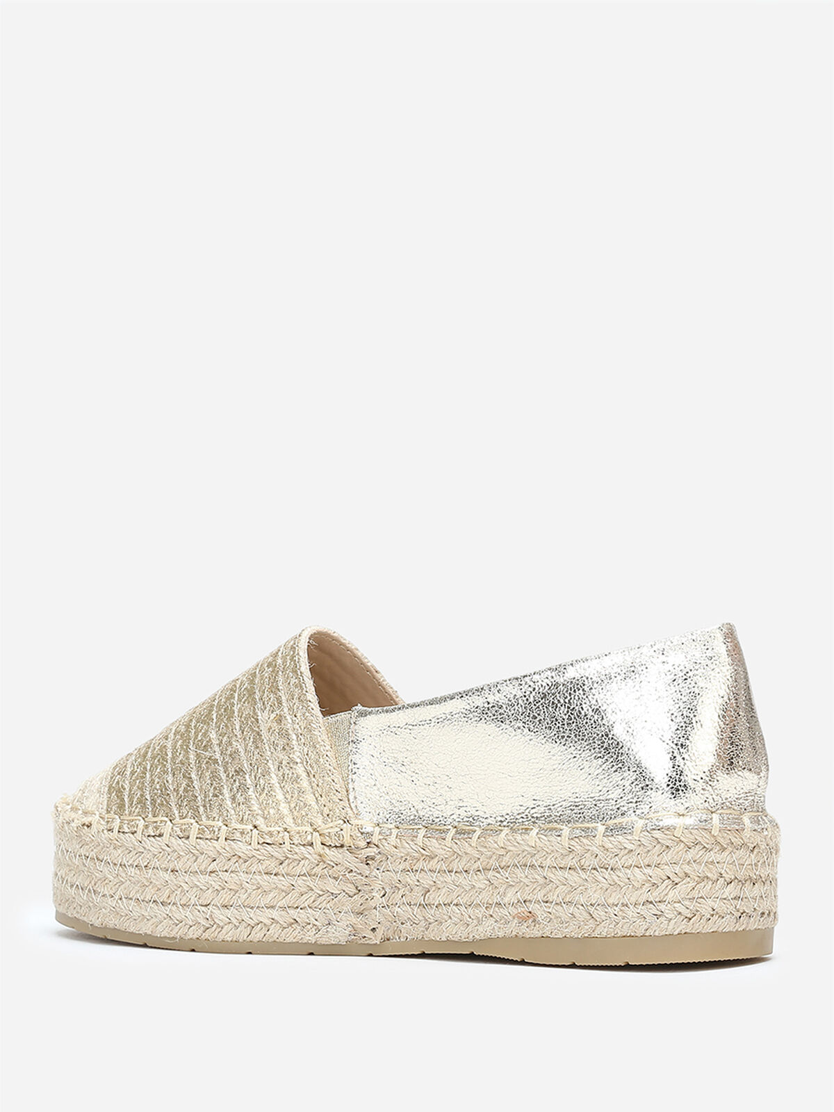 Espadrilles plateformes dorées en cordage Doré- Doré