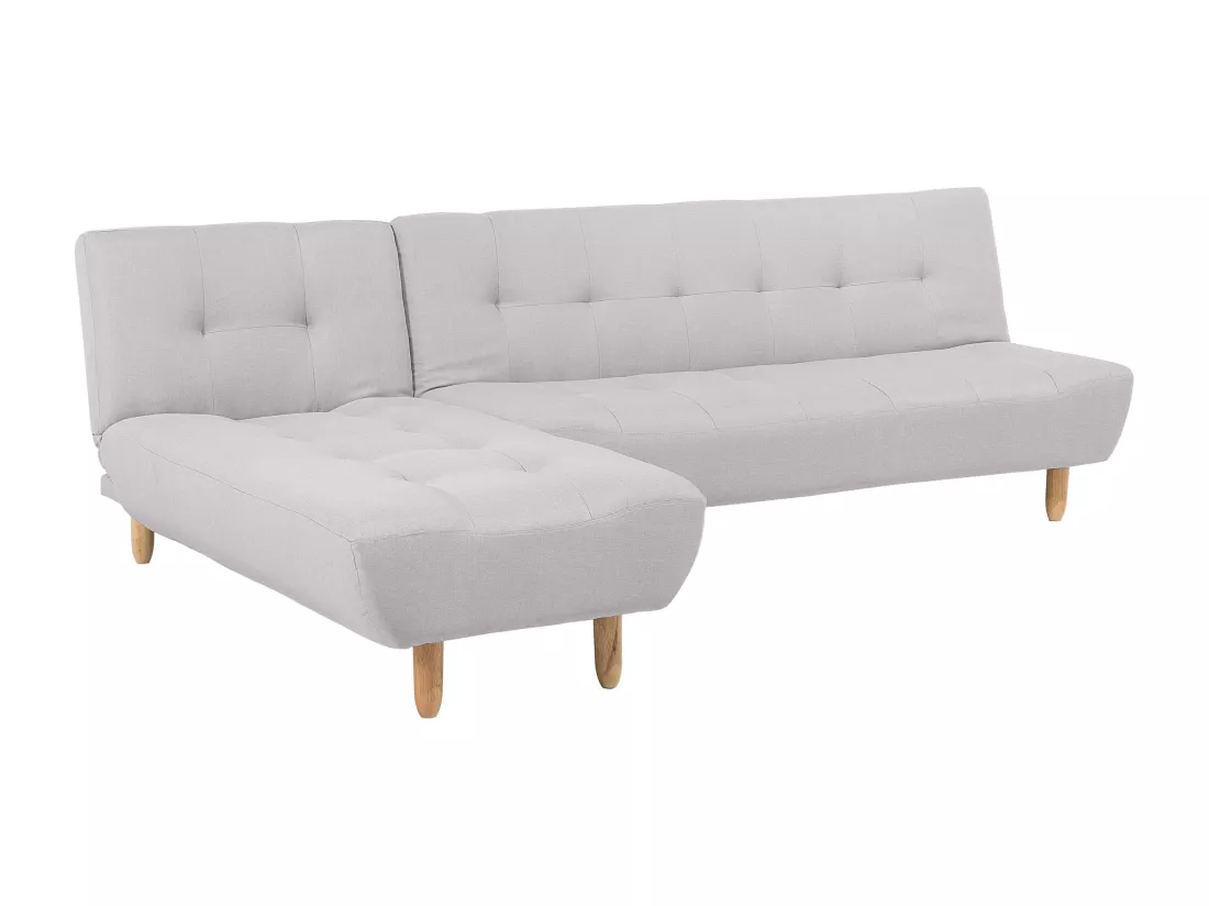 Canapé angle à gauche convertible en tissu gris clair 4 places ALSTEN