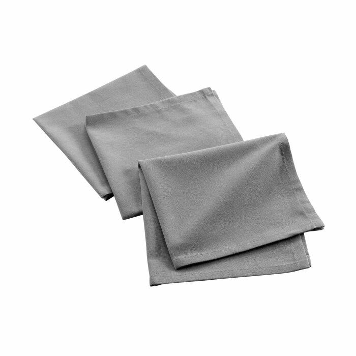3 SERVIETTES DE TABLE 40X40CM RECYCLE UNI GRIS CHINE