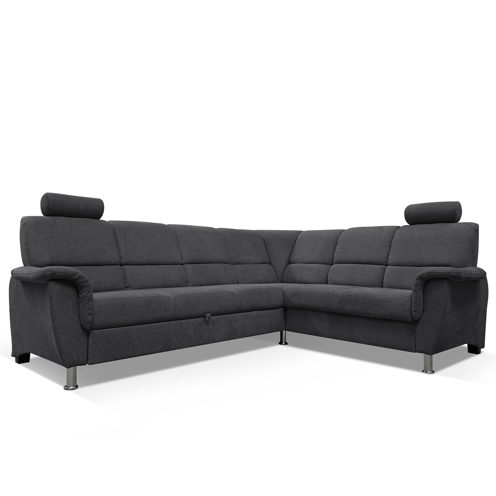 Ecksofa - graphit - Liegefunktion und Staukasten - 2-Sitzer rechts
