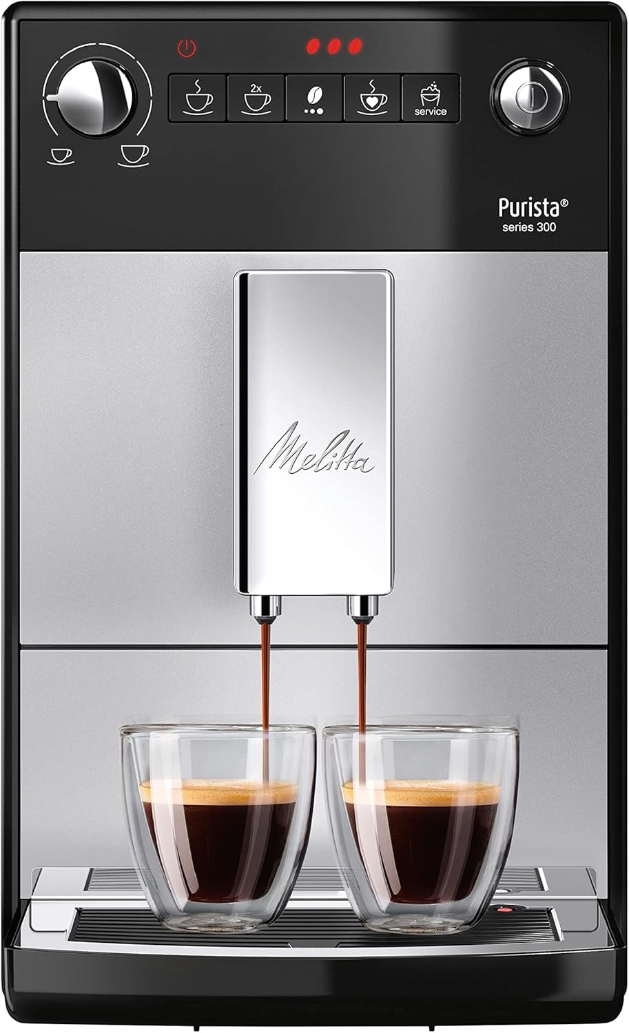 Melitta, Purista, Argent, F230-101 Machine à Café et Expresso 1L Automatique avec Broyeur à Grains, Compacte, Silencieuse