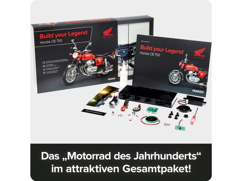 Franzis Bausatz Honda CB 750 Build your Legend 1:24, DE/EN Motorrad Modellbausatz für alle Klassik-Bike-Fans