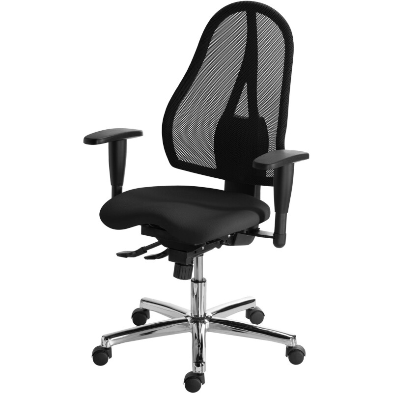 Chaise de bureau HOLLY SITNESS noir dossier maille - avec accoudoirs - Mécanisme Synchrone - Pieds chrome