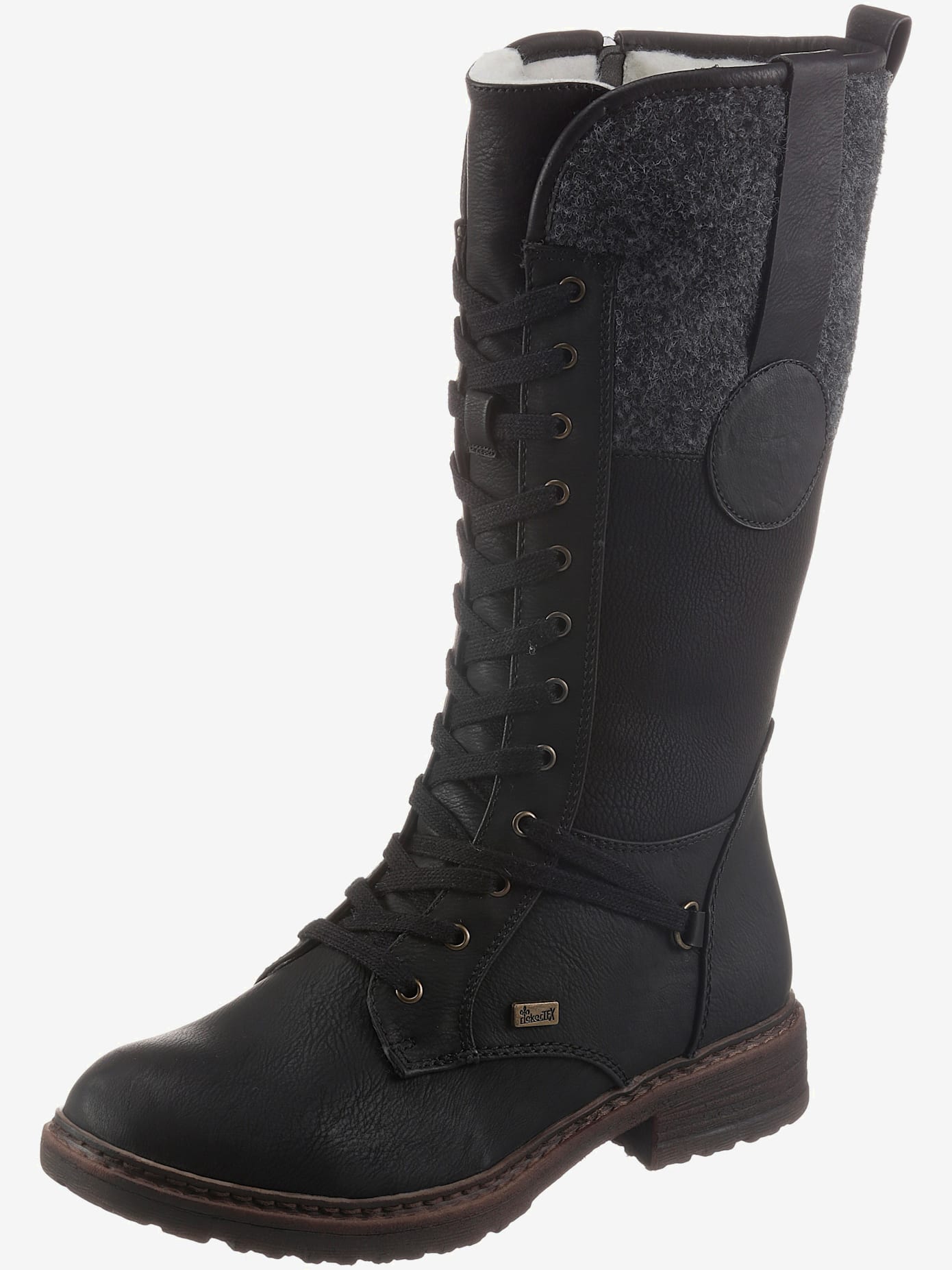 Bottes à lacets dessus imitation cuir et textile