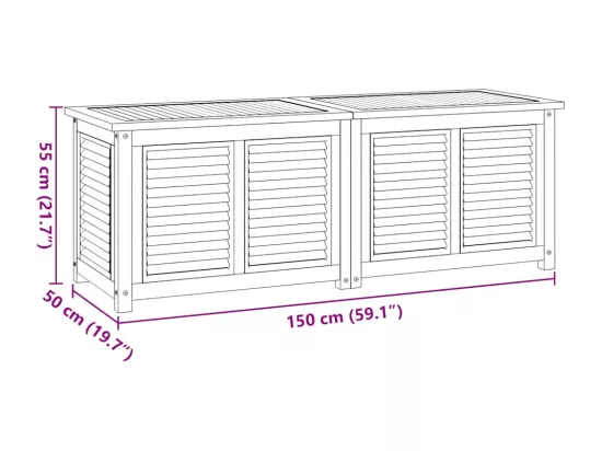 Boîte de rangement jardin et sac 150x50x53 cm bois massif teck