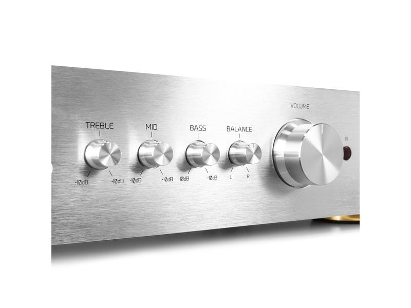 Audizio Stereo-Verstärker AD200A Silber Vielseitiger 2-Kanal-Verstärker mit grosser Funktionalität