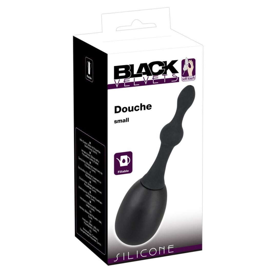 Silikon Analdusche mit stimulierenden Kugeln | mit Schraubgewinde und Pumpball | Black Velvets