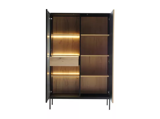 Étagère Soferi 100, Avec des portes|Fermé, Stratifié|Verre, Le nombre de portes: 2, 166cm